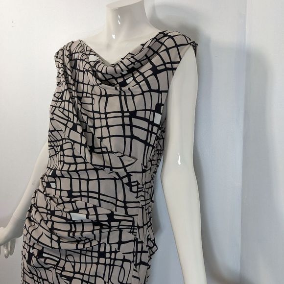 Diane Von Furstenberg Black and Cream Midi Dress - Picture 6 of 10